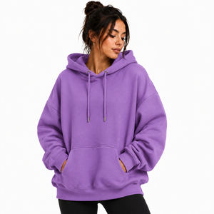 Sweat-shirts surdimensionnés pour femmes de haute qualité avec logo personnalisé, 330 g, 100 % coton, molleton épais, taille plus - Product Image 3