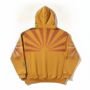 Sweat-shirt à capuche jaune moutarde, broderie et impression par sublimation, coupe classique, en molleton bouclette, style streetwear décontracté pour l'automne - Product Image 3