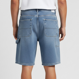 2026 New Arrived Casual Wear Denim Jorts Blue Raw Edges Hem Men Custom Embroidery Logo 100% Cotton Solid OEM Service - Product Image 2