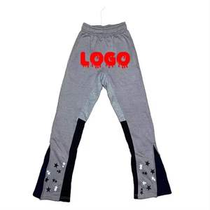 Pantalon de survêtement évasé personnalisé pour homme, 100% coton, avec bandes latérales noires - Product Image 3