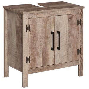 Mobile da Bagno con Doppia Anta, Organizzatore da Terra Sotto il Lavabo, Stile Legno di Recupero - Product Image 1