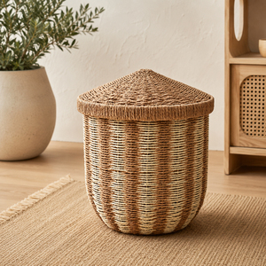 New Arrival High Quality Paper Rope Kids Laundry <b>Hamper</b> with Lid Handmade Storage <b>Basket</b> Elegant Nursery Organizer - Product Image 3