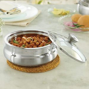 Casserole en acier inoxydable avec couvercle en verre 24 cm, design chinois traditionnel, durable et poli - Product Image 1