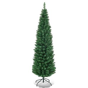 Albero di Natale Artificiale Sottile in PVC da 5/6/7/8/9 Piedi con Supporto in Metallo Resistente - Product Image 1