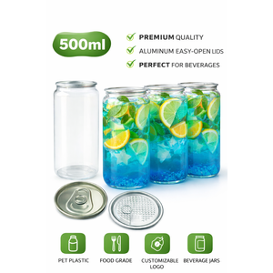 500ml PET <b>Can</b> Bottle for Clear Plastic Cylinder Beverage Packaging with Seaming Rim OEM Vietnam Factory Milk Tea <b>Coffee</b> Juice - Product Image 5