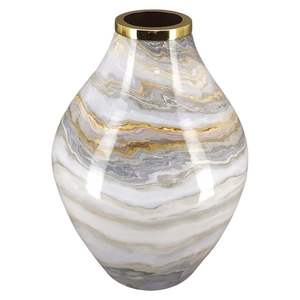 Jarrón de Metal Esmaltado con Mármol de Lujo Nórdico, Incrustaciones Doradas, Artesanal, Decorativo, para Flores, para Decoración Moderna del Hogar y Hoteles, Jarrones de Lujo - Product Image 1