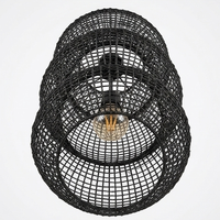 Lanterne suspendue en rotin noir artisanal à 3 niveaux, style bohème luxueux et unique, écologique, résistante à la chaleur, pour Noël