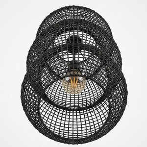 Handcrafted <b>Black</b> 3 Tier Rattan Pendant Light Boho Woven Bamboo Hanging <b>Lantern</b> Chandelier Ceiling Lamp For Resort Home Lighting - Product Image 3