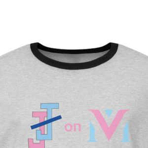 Camiseta Unisex Ringer Gris Jaspeado con Ribete en Contraste, Cuello Redondo, Informal, para Uso Diario, Suave, Cómoda, Estilo Retro, a la Moda - Product Image 3