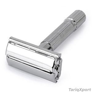 Long Handle Stainless Steel Reusable Safety <b>Razor</b> with <b>Single</b> Edge <b>Blade</b> Textured Handle for Men - Product Image 5