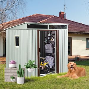 White 6ft X 5ft Outdoor Metal Storage Shed with <b>Window</b> for Pet Gates & <b>Pens</b> - Product Image 1