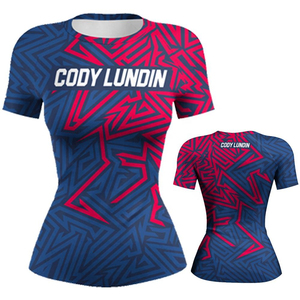 Vente en gros de rashguards à manches courtes pour filles, imprimés numériquement avec logo personnalisé, pour MMA, BJJ, Jiu Jitsu, natation, pour femmes - Product Image 3