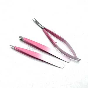 Pince à épiler en acier durable avec logo personnalisé, pointe biseautée, rose ombré, ciseaux à sourcils à ressort pour usage esthétique - Product Image 1