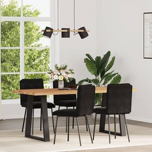 Juego de 4 Sillas de Comedor de Terciopelo Negro, 100% Poliéster, Construcción de Madera Contrachapada y Metal - Product Image 1