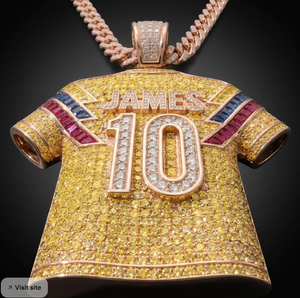 Collar con Colgante de Jersey en Tono Oro Rosa con Incrustaciones de Diamantes, Nombre y Número Personalizados, Estilo Hip Hop, Cadena de 18 Pulgadas - Product Image 2