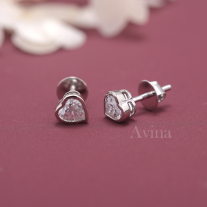 IGI Certified Lab Grown Diamond Heart Shape Stud <b>Earrings</b> Solid 925 Sterling Silver Bezel Set Solitaire Diamond <b>Earrings</b> - Product Image 2