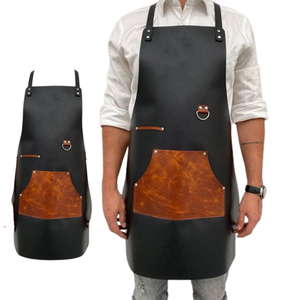 Tablier unisexe en cuir véritable marron avec poche, imperméable, respirant, séchage rapide, tenue de travail professionnelle, uniforme d'atelier, durable, artisanal - Product Image 1