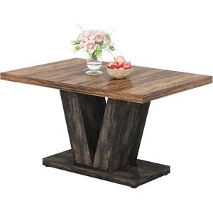 Tavolo da Pranzo in Legno Stile Fattoria Nero da 47 Pollici per 4 Persone, Tavolo da Cucina Robusto con Base a Piedistallo, Esperienza di Pranzo Elegante - Product Image 3