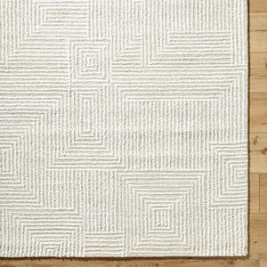 Tapis en laine tufté à la main, motif géométrique, beige neutre, tapis de salon, texture moderne, revêtement de sol, taille personnalisée - Product Image 6