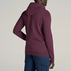 เสื้อสเวตเชิ้ตมีฮู้ดสีเบอร์กันดีสำหรับผู้ชาย แบบสวมหัว มีเชือกผูกฮู้ด และกระเป๋าหน้าแบบจิงโจ้ เหมาะสำหรับใส่ลำลอง - Product Image 3
