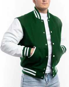 Custom Unisex High Quality Wool Stand Collar Patchwork Hooded Varsity <b>Jacket</b> with 2 Pockets - Product Image 4
