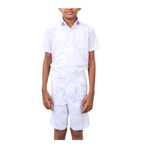 Camisa de Uniforme Escolar para Niños de Primaria, Azul, Manga Corta, Poliéster/Algodón Oxford con Detección de Agujas, Unisex - Product Image 4