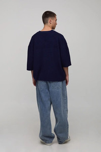 Pull en tricot surdimensionné à col en V pour homme, pull en jersey, pull imprimé avec un numéro, pull de style football, haut en tricot surdimensionné - Product Image 3