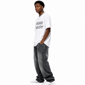 Jean large délavé pour homme, coupe oversize, style streetwear, marque personnalisée - Product Image 3
