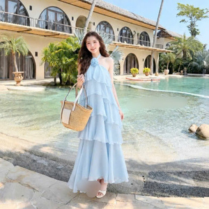 ชุดเดรสยาวทรงเจ้าหญิงผ้าลูกไม้จีบระบายสำหรับผู้หญิง เอวธรรมชาติ ทรงเข้ารูป สายเดี่ยว ผ้าชีฟอง สวมใส่สบาย ซักได้ ราคาโรงงาน รับสั่งทำ - Product Image 4