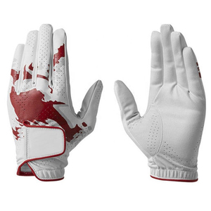 Gant de golf personnalisé blanc et rouge avec motif goutte à goutte, en cuir véritable respirant, pour droitier, unisexe, ajustement facile à enfiler - Product Image 5