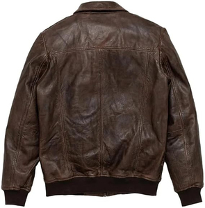 Men's Classic <b>Brown</b> Vintage <b>Leather</b> Flight Bomber <b>Jacket</b> - Product Image 3