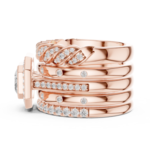 Anillo de Diamante Cultivado en Laboratorio con Corte Esmeralda en Oro Rosa, Anillo de Compromiso y Boda de Lujo con Halo para Mujer - Product Image 2