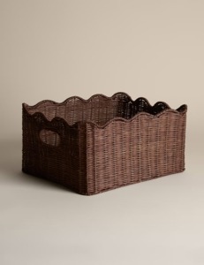 Natural Rattan Modern Geometric Eco-Friendly Scallop <b>Rectangular</b> Storage <b>Basket</b> - Product Image 1