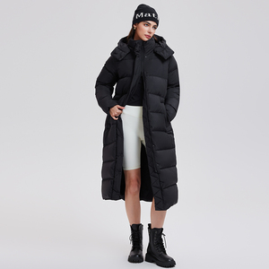 Manteau d'hiver long en duvet de canard, épais, imperméable, résistant au froid, à capuche, fermeture éclair, pour femme - Product Image 6