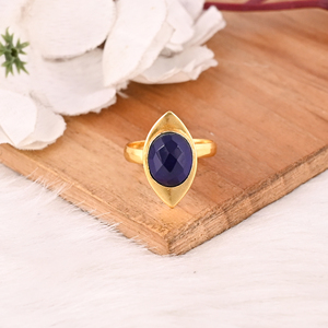 Elegant Designer Ink Blue Hydro Stone <b>Ring</b> Handmade Gemstone Jewelry for Women - Product Image 3