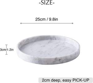 Marble Round <b>Vanity</b> White Decorative Serving Tray for Bathroom Counter Kitchen Nightstand Dresser <b>Table</b> Accent Decor - Product Image 2