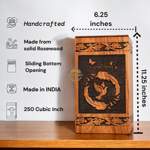 AYAANS Rosewood wooden Hand Carved Wooden Hot Selling cremation Urn <b>Box</b> for Adult Ashes Wholesale Cremation Urns (6X6X11)IN - Product Image 2