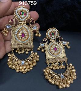 Pendientes Jhumka Étnicos Oxidados para Novia, Joyería Tradicional India para Mujer - Product Image 5