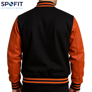 แจ็คเก็ตวาร์ซิตี้คุณภาพดีที่สุดขายส่ง สไตล์เท่ห์ ทรงโอเวอร์ไซส์ ระบายอากาศได้ดี รับทำโลโก้ตามสั่ง บริการ OEM แจ็คเก็ตเลตเตอร์แมนสำหรับผู้ชาย - Product Image 6