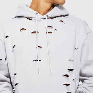 Ensemble de survêtement pour homme 2 pièces : sweat à capuche effet vieilli et pantalon évasé, avec fermeture éclair, broderie unie, technique d'impression délavée au soleil et effet délavé à l'acide - Product Image 4