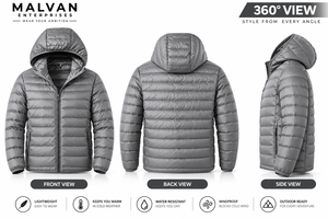 Men’s Lightweight Hooded Puffer Jacket Winter Outdoor Warm <b>Quilted</b> Down Jacket with Full Zip for Hiking Travel and Casual Wear - Product Image 2