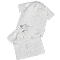 Chemise blanche à manches courtes personnalisable pour homme, 100% coton, logo sur le devant, fabrication OEM/ODM, design tendance avec poche utilitaire