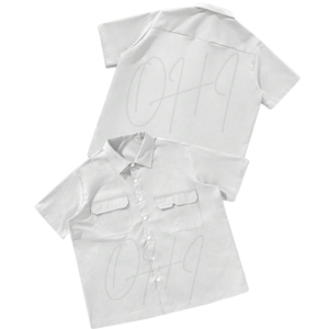 Camisa Blanca Personalizable de Manga Corta para Hombre, 100% Algodón, Logotipo Frontal, Fabricación OEM/ODM, Diseño Moderno con Bolsillo Utilitario - Product Image 1