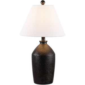 Lámpara de Mesa Moderna de Metal Negro Martillado Estilo Granja con Pantalla de Tela Blanca, Perfecta para Decoración de Dormitorio y Sala de Estar - Product Image 3