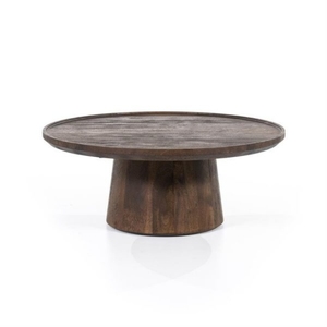Modern Minimalist Midcentury Modern Eco-Friendly Round <b>Coffee</b> <b>Table</b> Black Wood Handmade Living Room Furniture - Product Image 2