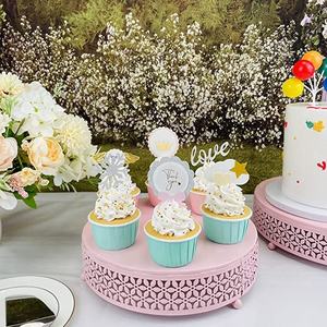 ชุดแท่นวางเค้กสีชมพู3ชิ้นแท่นโชว์คัพเค้กโลหะทรงกลมสำหรับงานแต่งงานงานวันเกิดวันคริสต์มาสทุกประเภทในโอกาส - Product Image 4