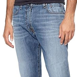 Jean en denim tissé coupe droite classique pour <span class=keywords><strong>homme</strong></span>, style décontracté urbain, coupe slim, bleu délavé, respirant, été/hiver, taille mi-haute, taille moyenne - Product Image 5