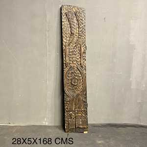Panel de Pared de Madera Tribal Naga de la India, Tallado a Mano, Decoración Arquitectónica, Estilo Rústico Antiguo, para Interiores de Hotel, Combinable, 1 Contenedor - Product Image 1
