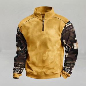 Sweat-shirt en molleton à col montant pour homme, motif géométrique, coupe classique, vêtement décontracté d'automne - Product Image 5