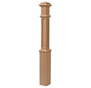 Boîte personnalisée Newels 4091FP Boîte en chêne rouge massif Newel avec panneau plat Détail Pièces d'escalier élégantes pour tout escalier d'EFS - Product Image 2